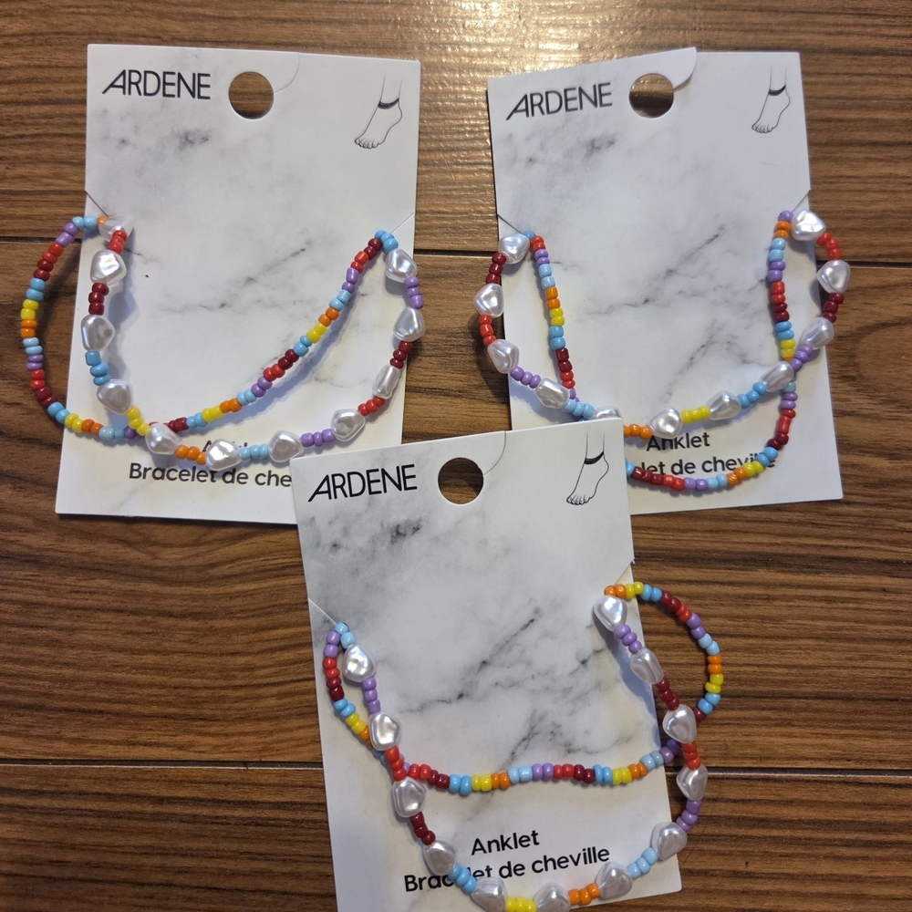 Ardene Multicolor Beaded Anklet Trio